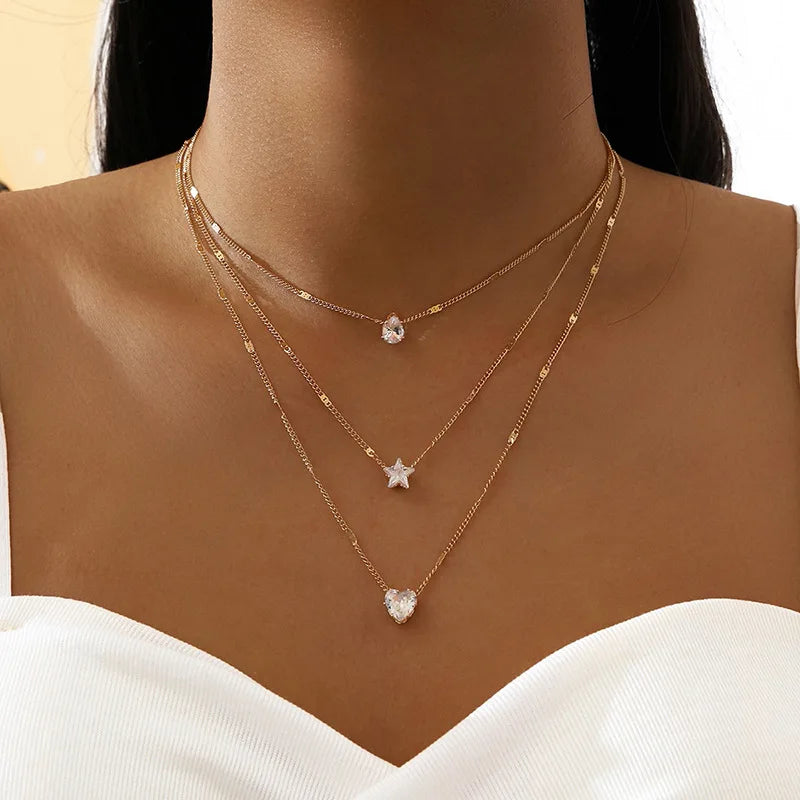 Collier multicouche zircon