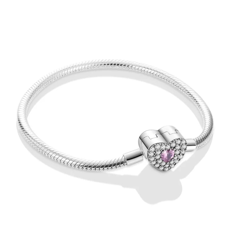 Bracelet cœur zircon argent