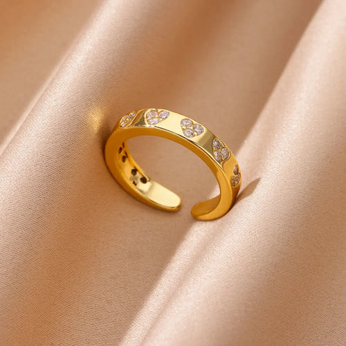 Bague cœur zircon doré