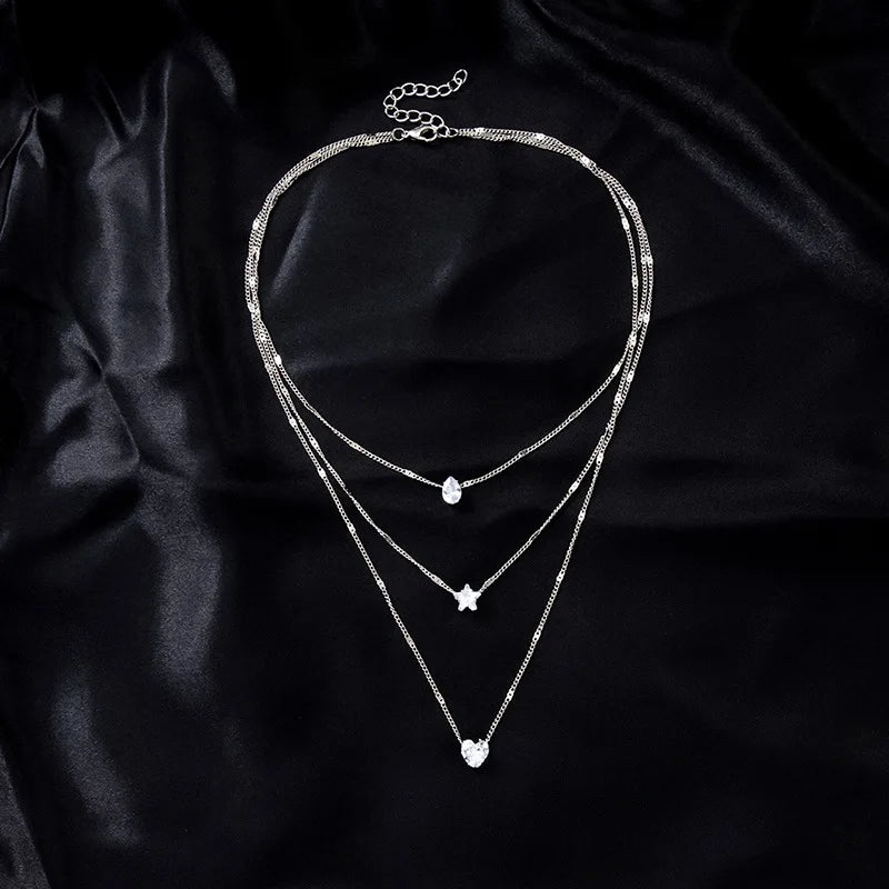 Collier multicouche zircon