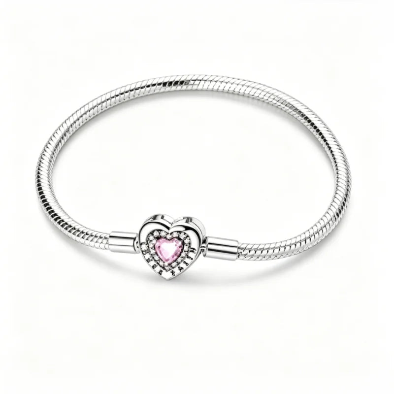 Bracelet cœur zircon argent