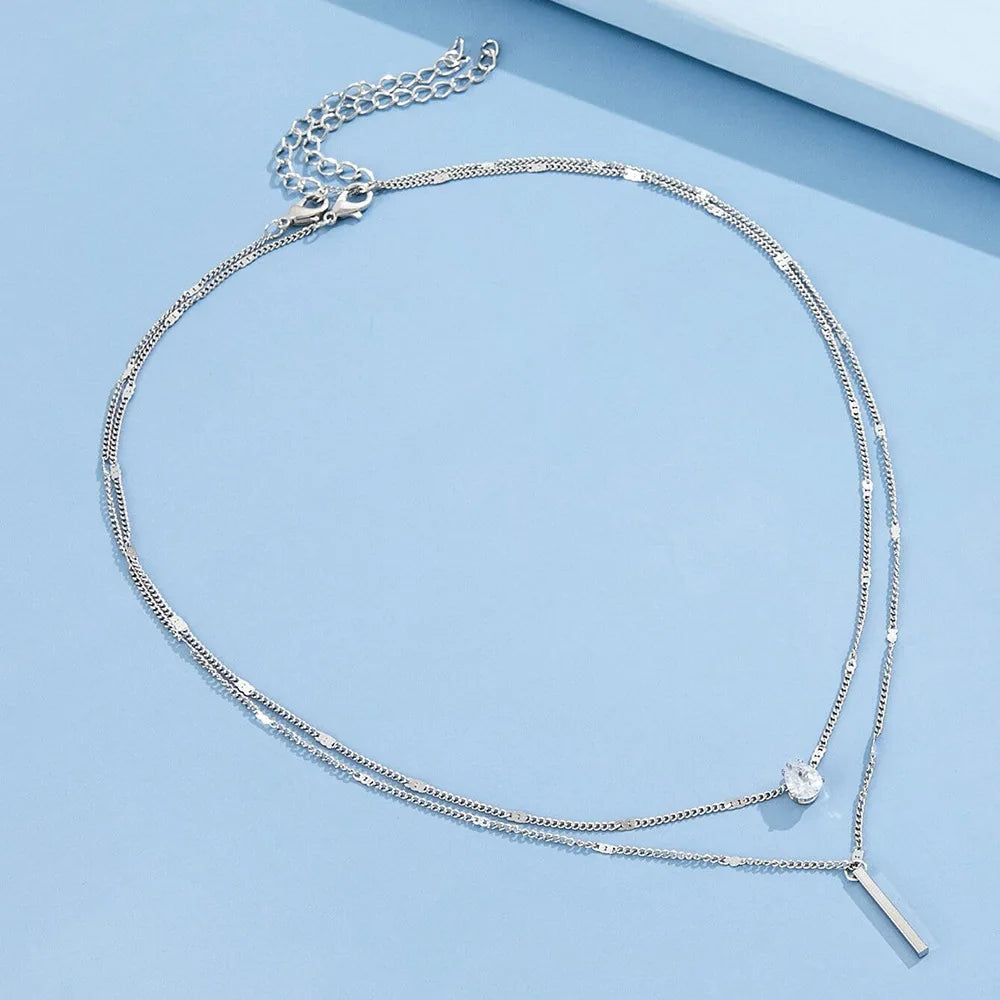 Collier multicouche zircon