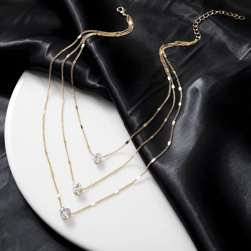 Collier multicouche zircon