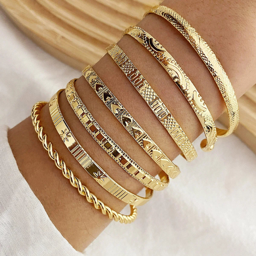 Set bracelets punk doré