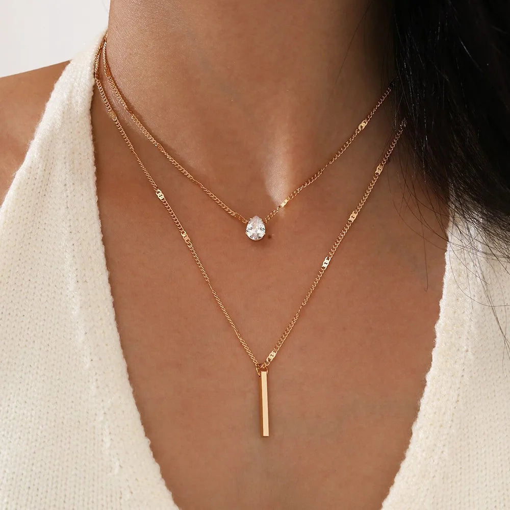 Collier multicouche zircon