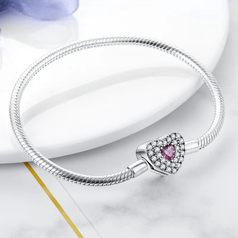 Bracelet cœur zircon argent