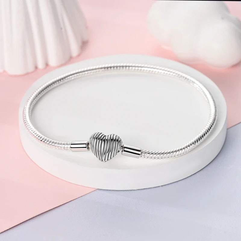 Bracelet cœur zircon argent